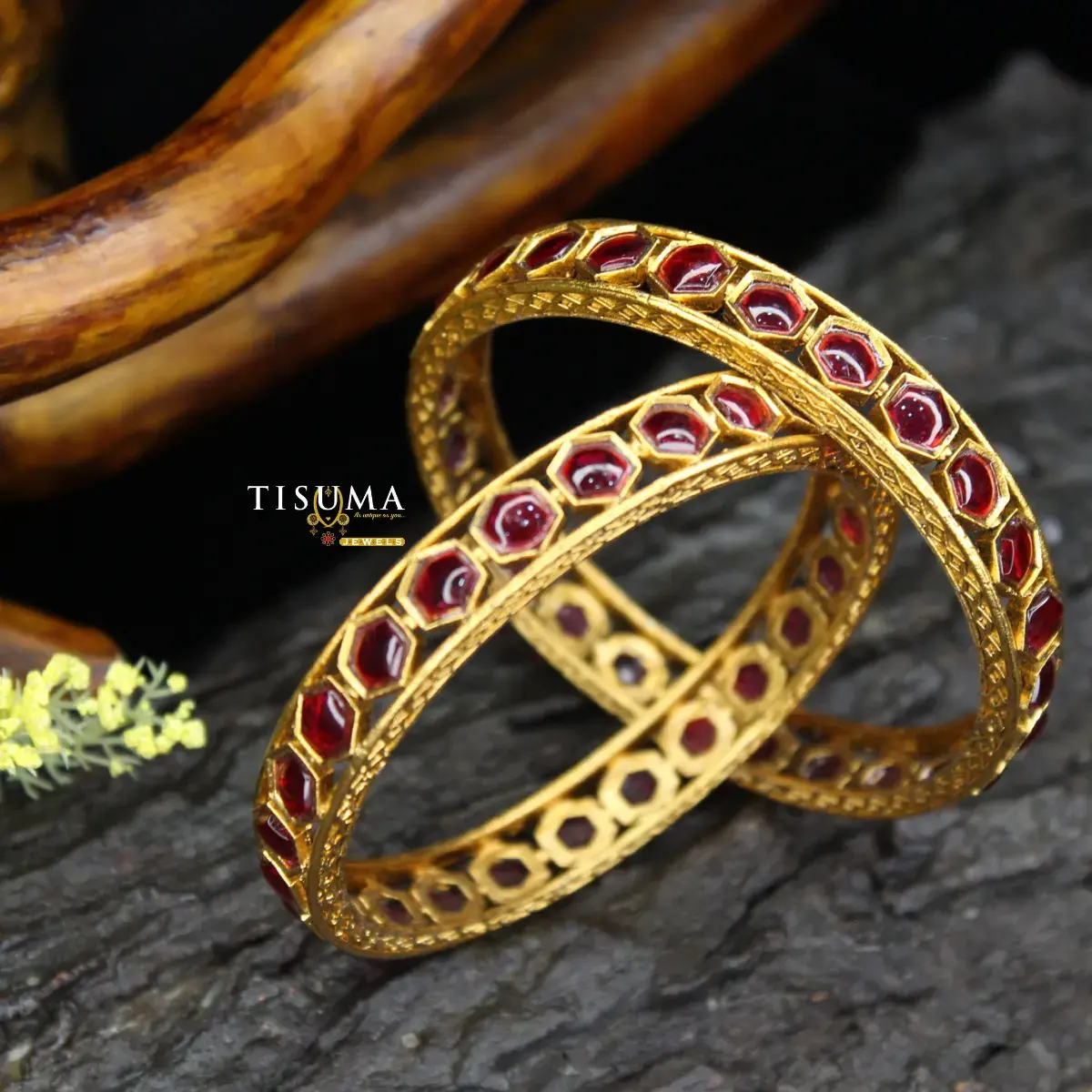 Ruby Honeycomb Kemp Bangles